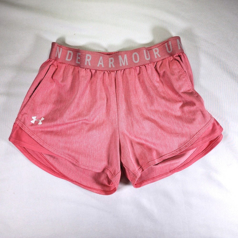 Under Armour Pink Play Up 3.0 Twist Athletic Shorts Womens Size Small HeatGear